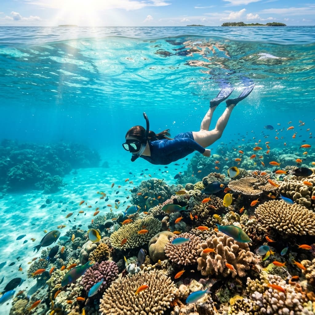 Snorkeling in coral reefs